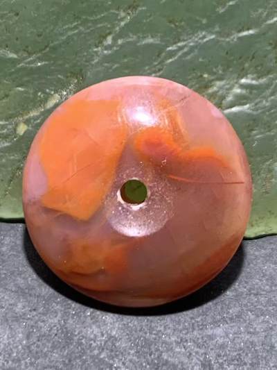 红白荔枝冻川料红玛瑙平安扣一个， - 红白荔枝冻川料红玛瑙平安扣一个，