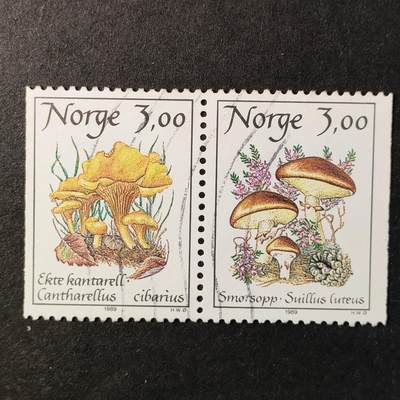 ↓君缘收藏655期☞钱币邮品↓无佣金、可寄存、满30元包邮  - 挪威邮票，1989年菌类蘑菇邮票2全，有2套随机发一套