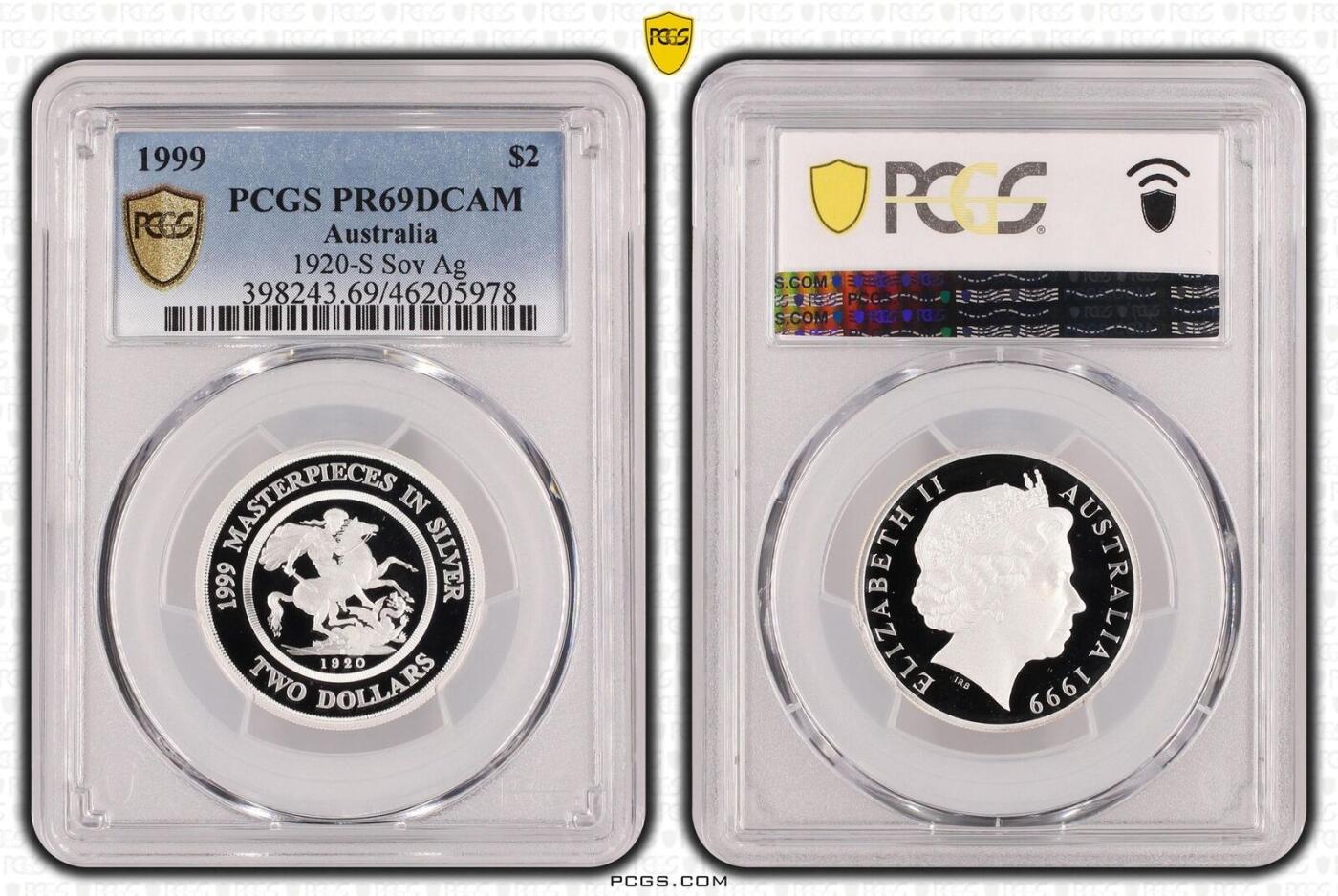 PThappally收藏第54次拍卖，英联邦地区硬币纸币 澳大利亚 1999 2澳元 13.36 g  银币 PCGS PR69DCAM