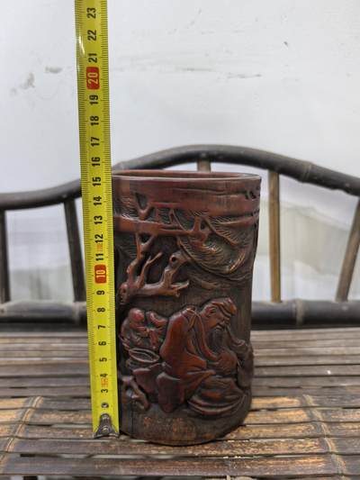 竹雕——《太白醉酒》笔筒 