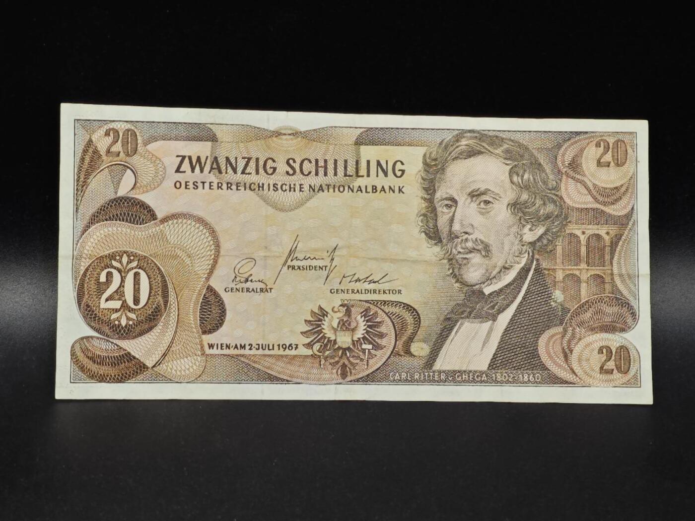 【淘币小摊】限时拍第八百拍  纸币场  满百包邮可预留两周  周一统一发货  奥地利1967年20先令
