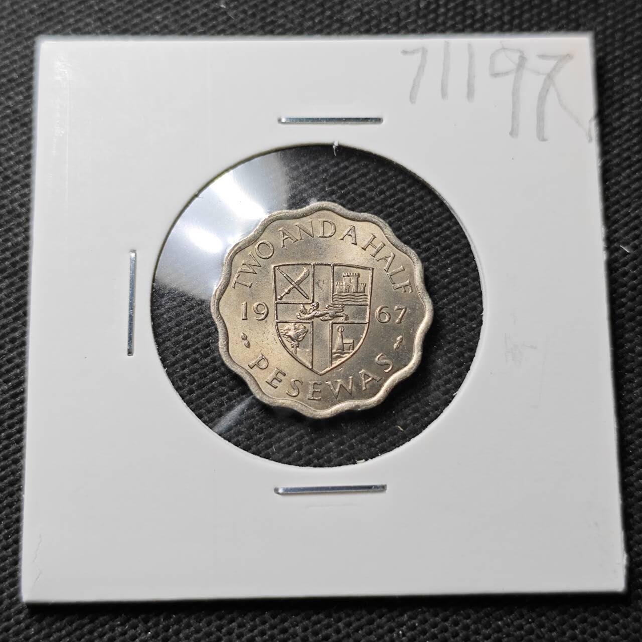 KK钱币收藏小铺  第371场  2月预留时间 周末发货  1967加纳2.5比塞瓦 好品