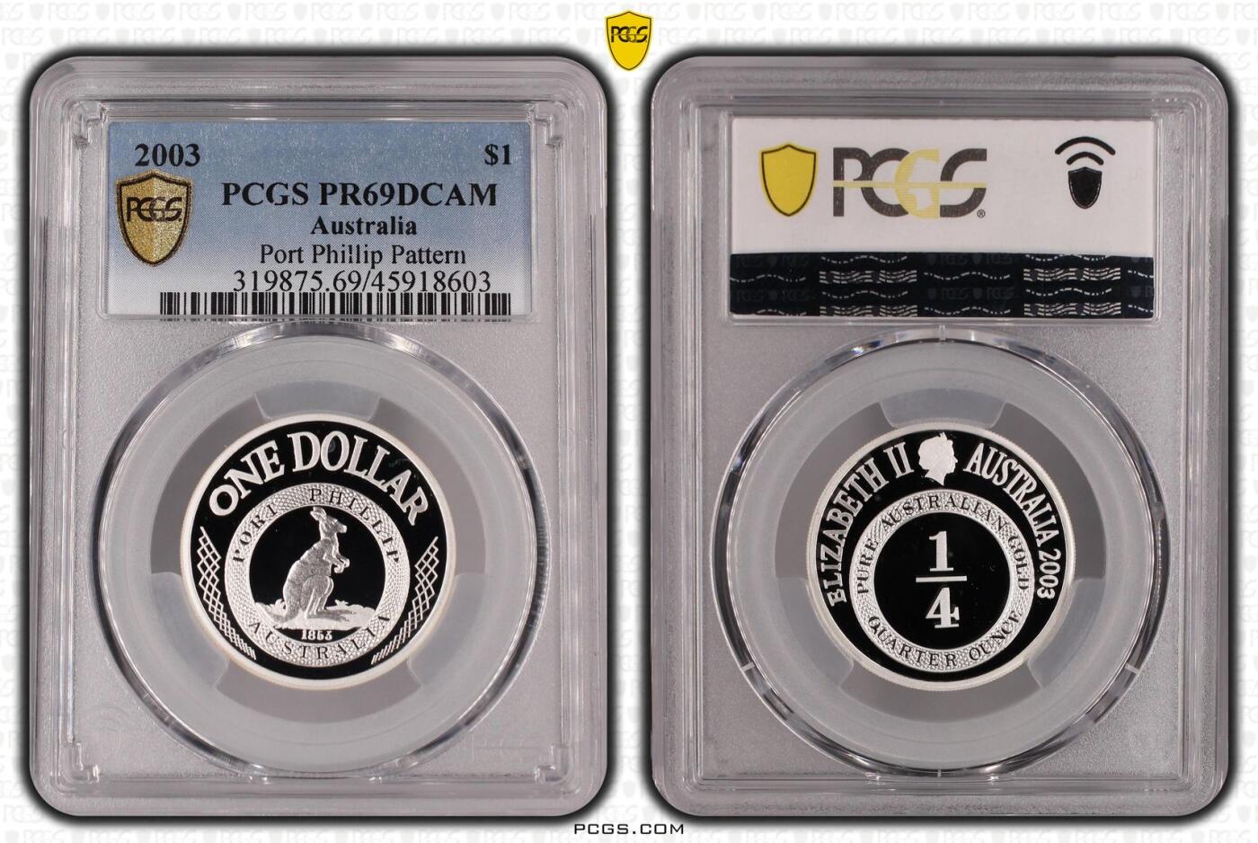 PThappally收藏第54次拍卖，英联邦地区硬币纸币  澳大利亚 2003 1元  13.36 g 铜镍币 PCGS PR69DCAM