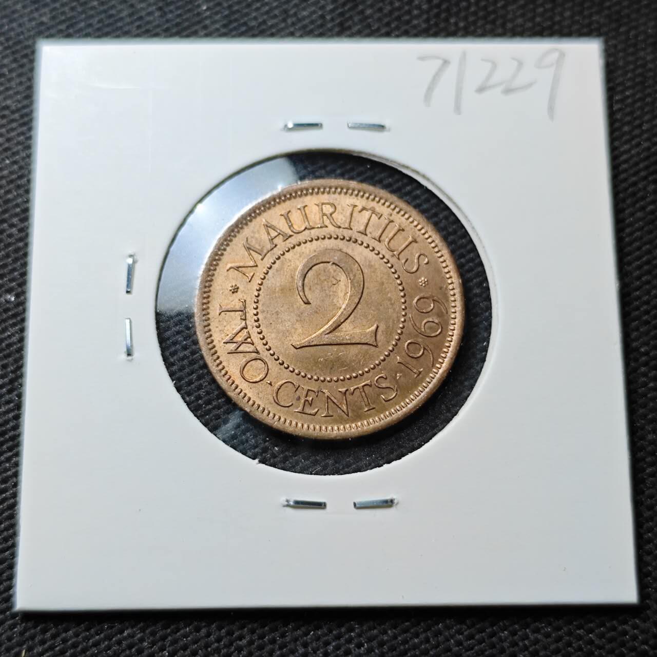 KK钱币收藏小铺  第371场  2月预留时间 周末发货  1969英属毛里求斯2分铜币 好品