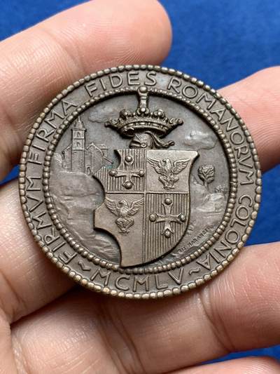 《竞宝斋》第438场 周日，周一，周二 3场连拍 （全场包邮） - 意大利工业与职业教育纪念章 24.35克 40mm