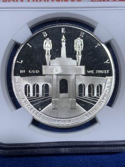 《竞宝斋》第438场 周日，周一，周二 3场连拍 （全场包邮） NGC PF69UC 美国1984年洛杉矶奥运会精制纪念银币