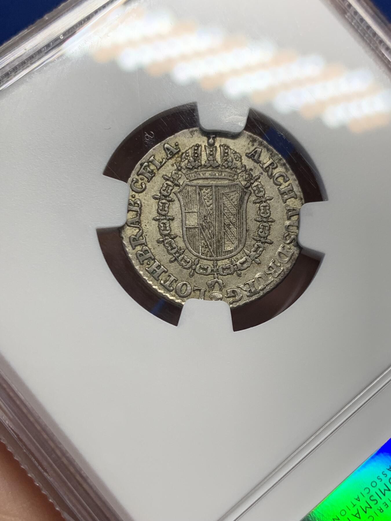 《竞宝斋》第438场 周日，周一，周二 3场连拍 （全场包邮） NGC AU55 奥属尼德兰 1789年 10L 银币 双面深打 品种不可错过