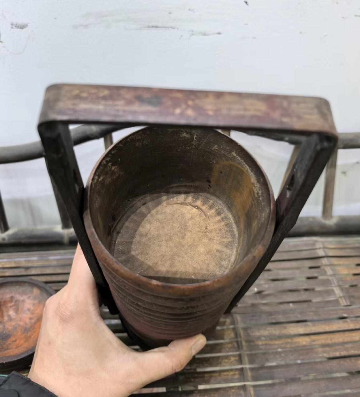 兰馨堂古玩杂项专场 木雕老竹雕提篮盒文盒 