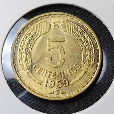 KK钱币收藏小铺  第371场  2月预留时间 周末发货 -  1969智利5分铜币 好品