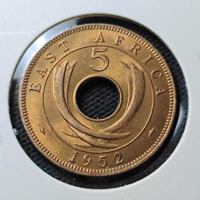 KK钱币收藏小铺  第371场  2月预留时间 周末发货 -  英属东非5分铜币 好品