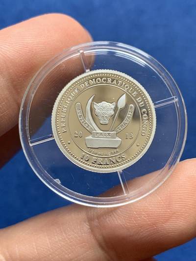 《竞宝斋》第438场 周日，周一，周二 3场连拍 （全场包邮） 少见 刚果2013年10法郎部分镀金精制银币 非洲五霸-犀牛 1/10盎司999银 发行量3000枚仅在套币中发行