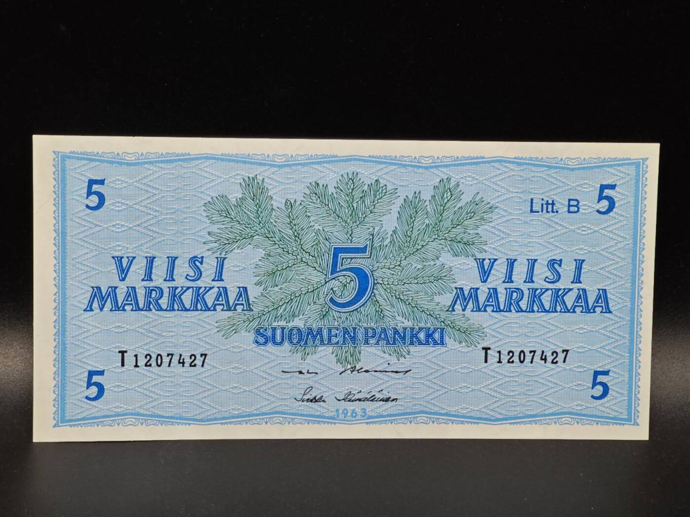 【淘币小摊】限时拍第八百拍  纸币场  满百包邮可预留两周  周一统一发货  芬兰1963年5马克