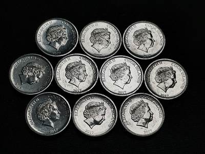 世界各国普、纪币捡漏专场(第十九场) - 【绝版.】2017年伊丽莎白二世女王头像版库克群岛（鹪鹩鸟）1分 一组十枚