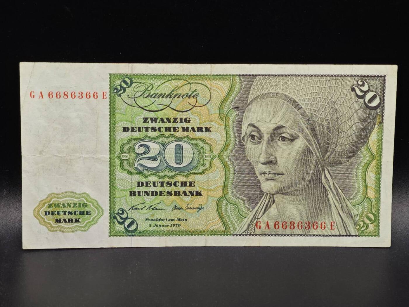 【淘币小摊】限时拍第八百拍  纸币场  满百包邮可预留两周  周一统一发货  德国1970年20马克