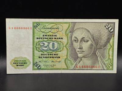 【淘币小摊】限时拍第八百拍  纸币场  满百包邮可预留两周  周一统一发货  - 德国1970年20马克