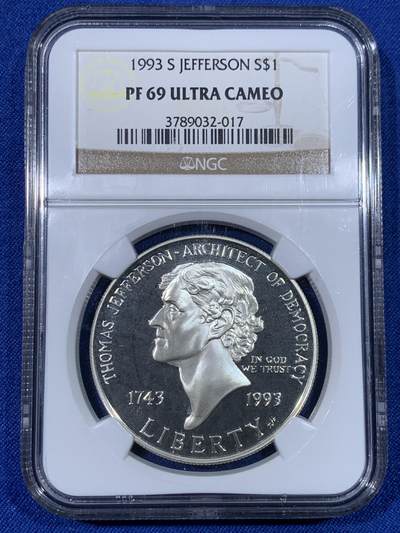 《竞宝斋》第438场 周日，周一，周二 3场连拍 （全场包邮） - NGC PF69UC 美国1993年前总统杰弗逊及故居精制纪念银币