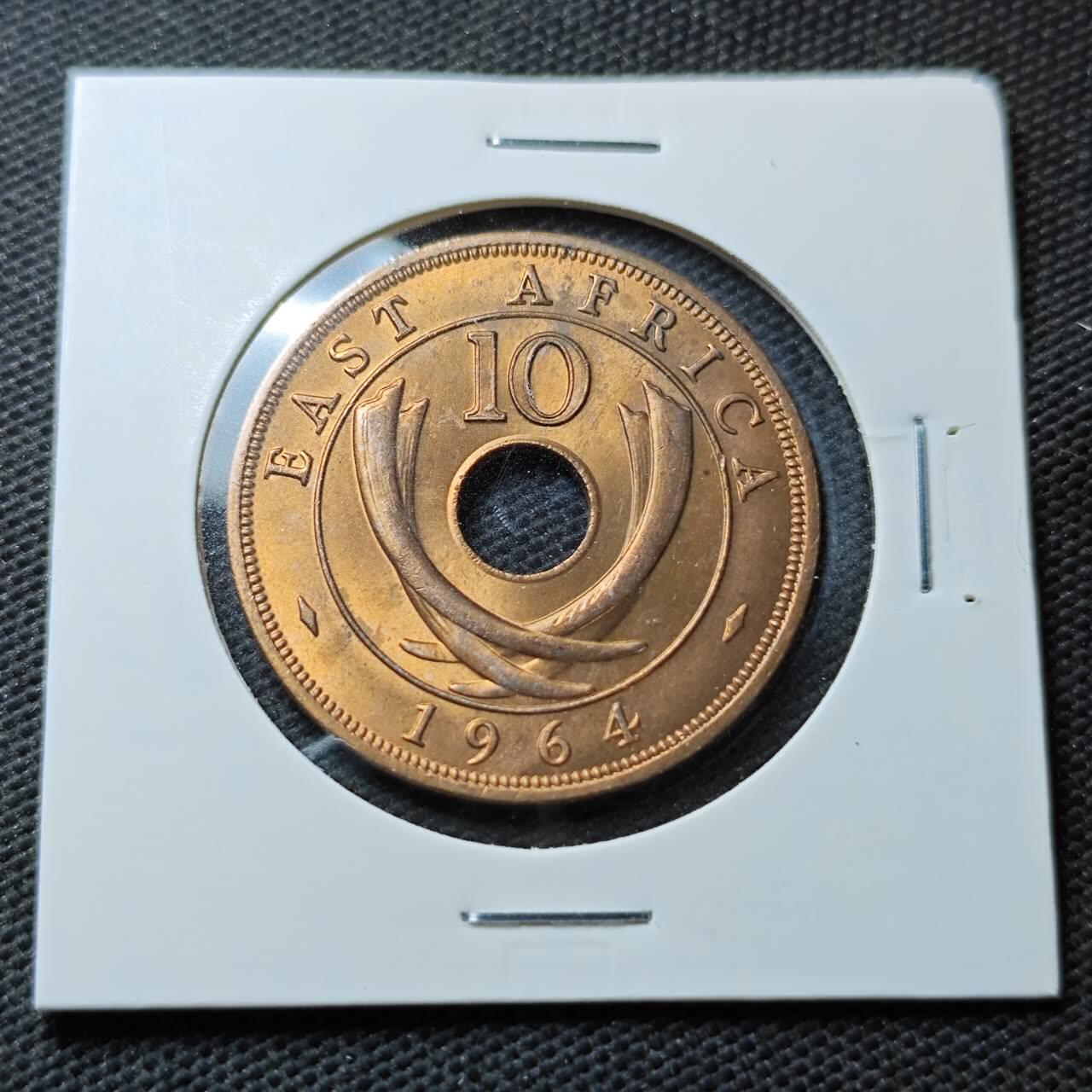 KK钱币收藏小铺  第371场  2月预留时间 周末发货  1964英属东非10分 好品铜币