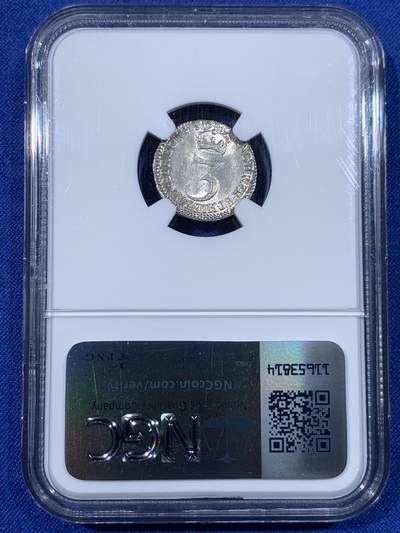 《竞宝斋》第438场 周日，周一，周二 3场连拍 （全场包邮） NGC MS64 英格兰1689年威廉&玛丽3便士 唯一冠军分！ MS以上仅2枚，63分1枚，64分1枚。
