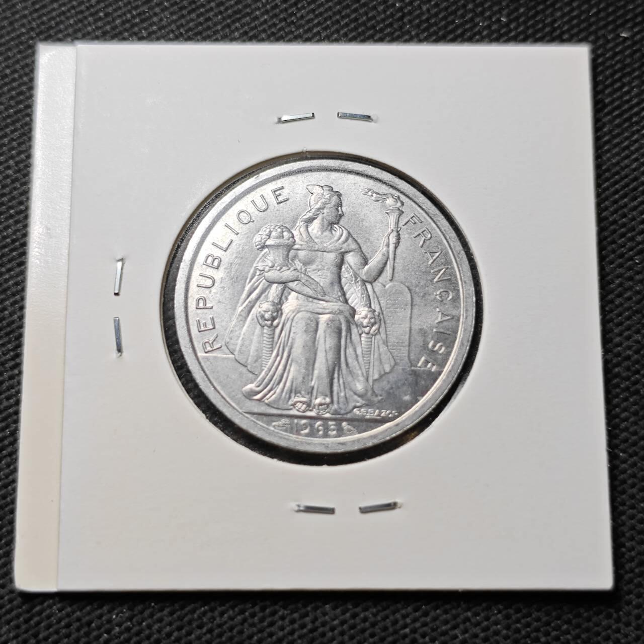 KK钱币收藏小铺  第372场  2月预留时间 周末发货  1965法属波利尼西亚2法郎