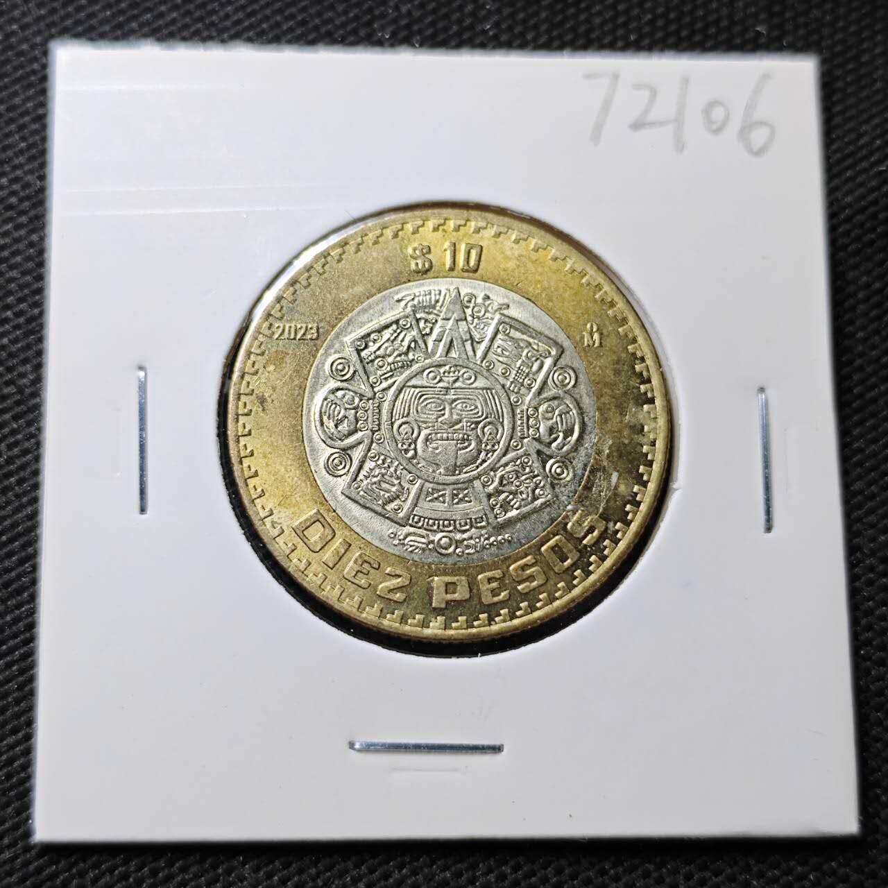KK钱币收藏小铺  第372场  2月预留时间 周末发货  2023墨西哥10比索双色币 好品