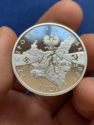 《竞宝斋》第438场 周日，周一，周二 3场连拍 （全场包邮） - 波兰2009年第二次世界大战爆发 苏德入侵瓜分波兰70周年精制纪念银币
