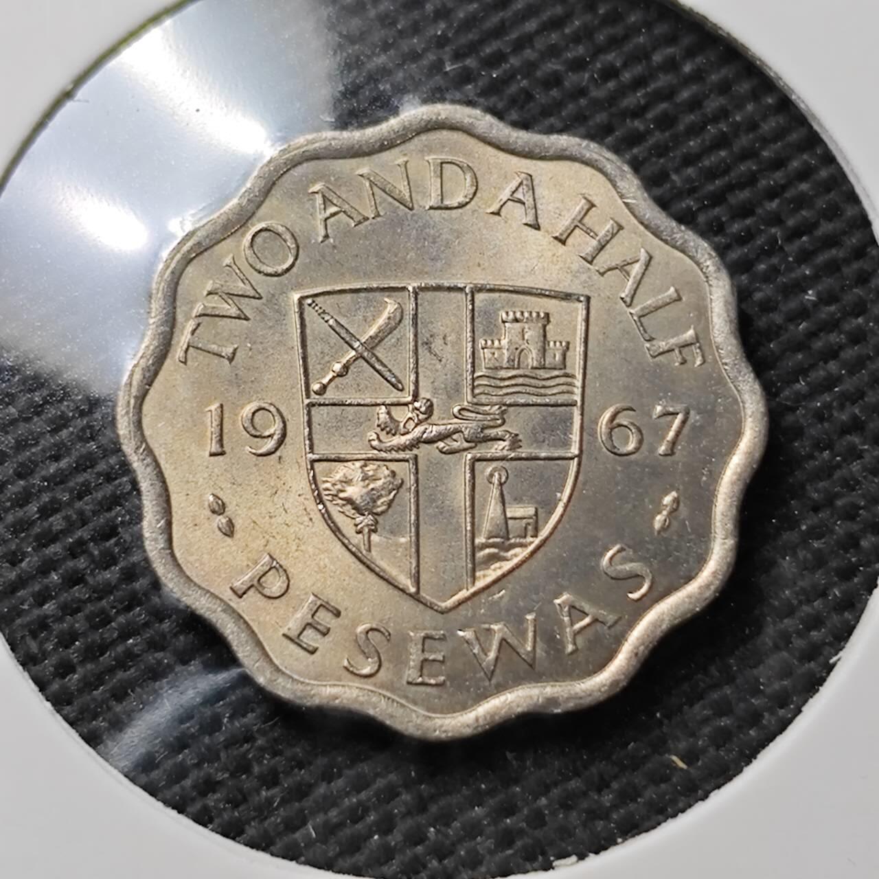 KK钱币收藏小铺  第371场  2月预留时间 周末发货  1967加纳2.5比塞瓦 好品