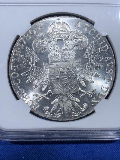 《竞宝斋》第438场 周日，周一，周二 3场连拍 （全场包邮） NGC MS65 奥匈帝国1780年玛利亚特蕾西亚1泰勒大奶妈银币 后铸版