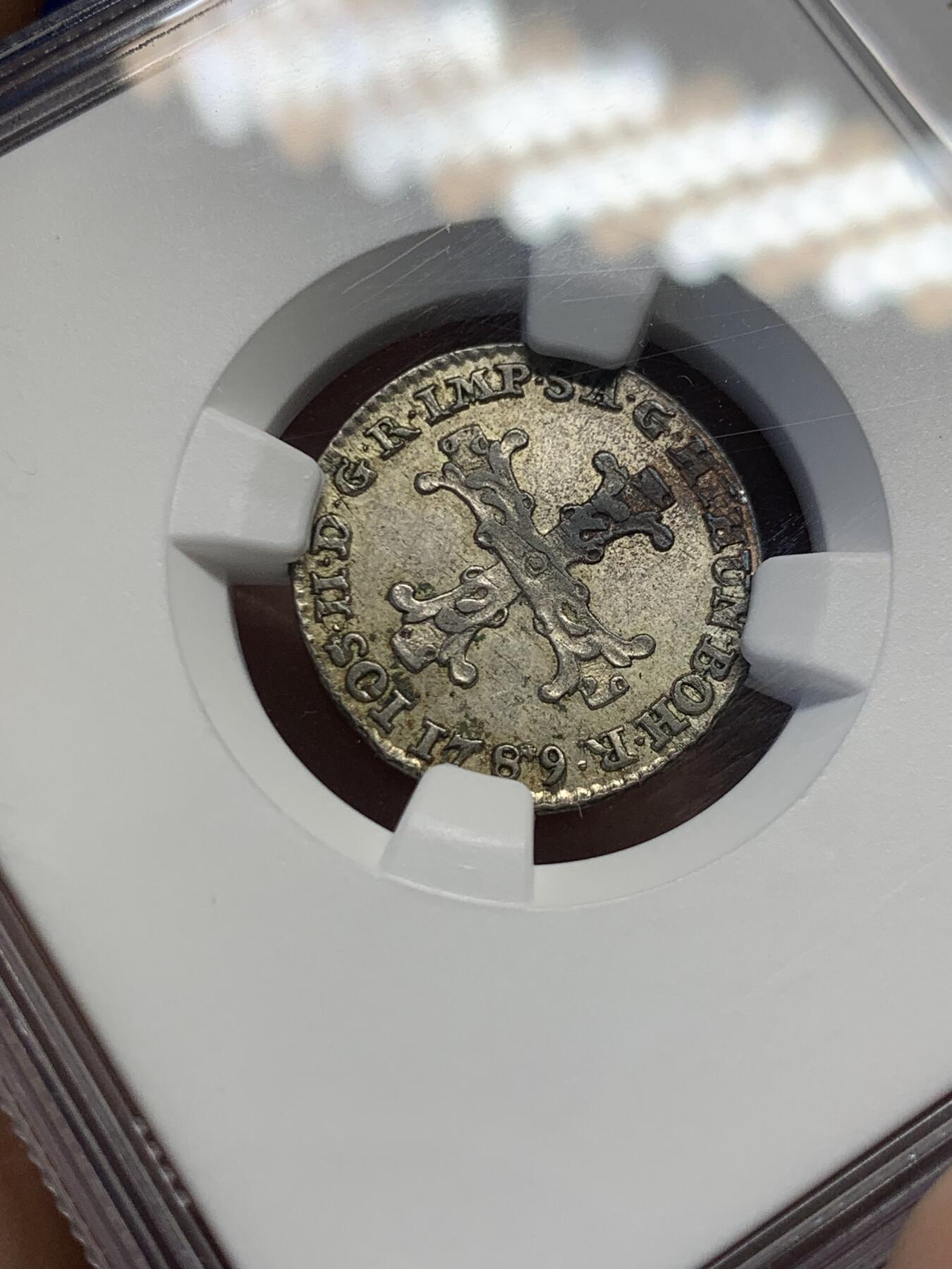 《竞宝斋》第438场 周日，周一，周二 3场连拍 （全场包邮） NGC AU55 奥属尼德兰 1789年 10L 银币 双面深打 品种不可错过