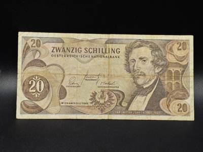 【淘币小摊】限时拍第八百拍  纸币场  满百包邮可预留两周  周一统一发货  - 奥地利1967年20先令