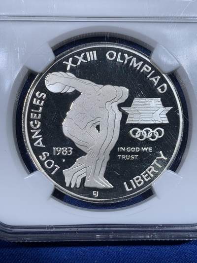 《竞宝斋》第438场 周日，周一，周二 3场连拍 （全场包邮） NGC PF69UC 美国1983年洛杉矶奥运掷铁饼者银币 获奖币