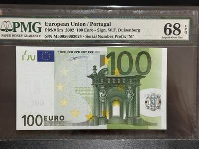 《外钞收藏家》第五百八十五期（精品场）（本平台长期征集拍品、欢迎藏友们联系合作） - 2002年一签200欧元 PMG67 葡萄牙版 较少见版