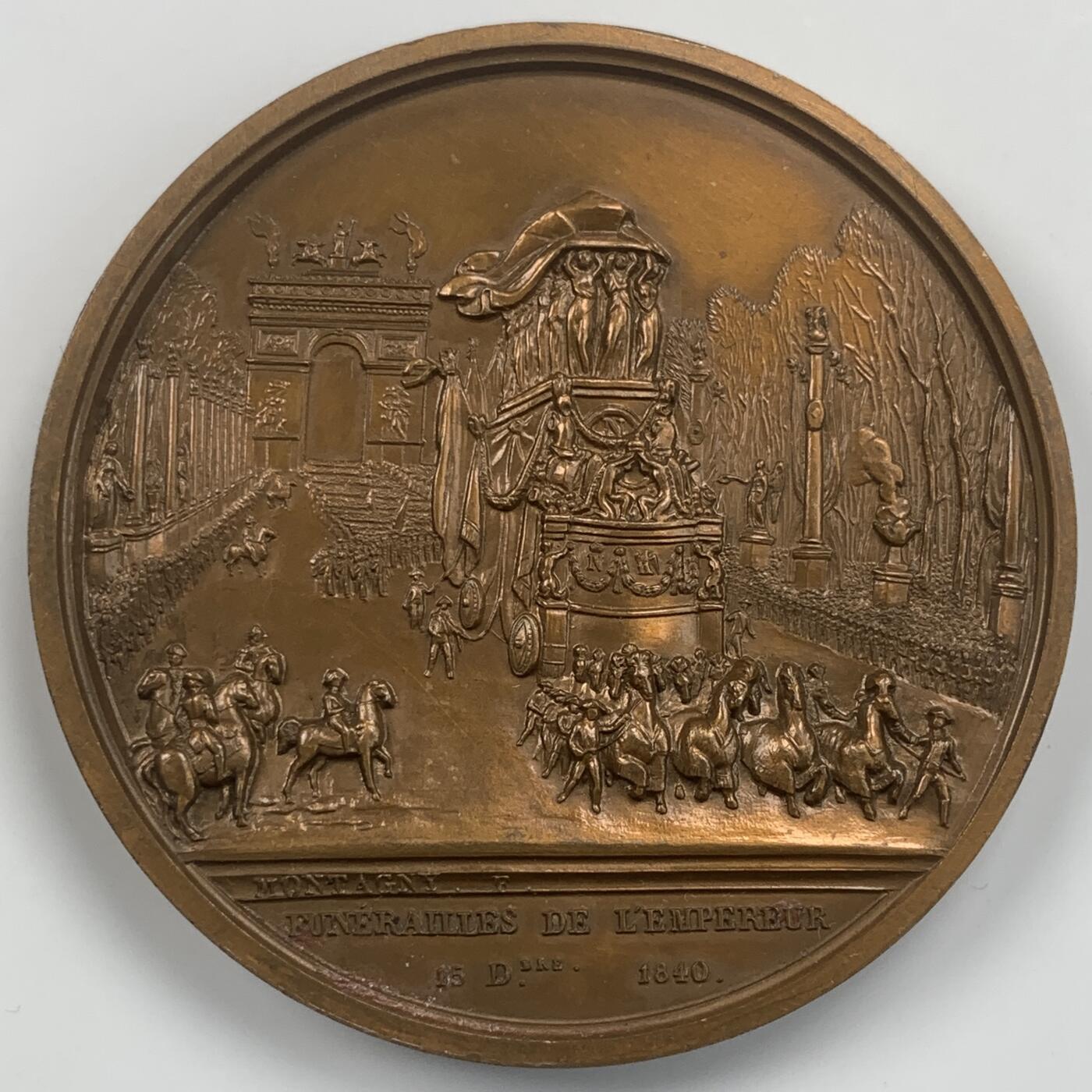 掌中浮雕-藏着的欧洲第042场 1840年拿破仑灵柩回归巴黎纪念铜章，59mm，丰饶角边铭