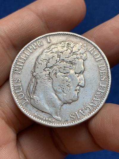 《竞宝斋》第438场 周日，周一，周二 3场连拍 （全场包邮） 法国1844年菲利普5法郎银币