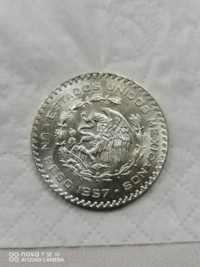 外国钱币 - 57年墨西哥1比索银币