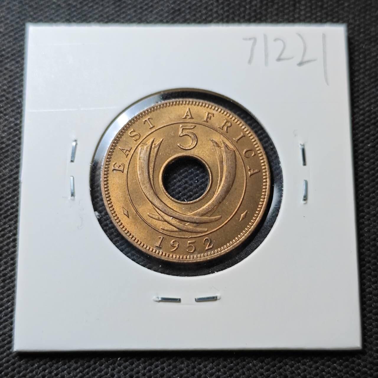 KK钱币收藏小铺  第371场  2月预留时间 周末发货  英属东非5分铜币 好品