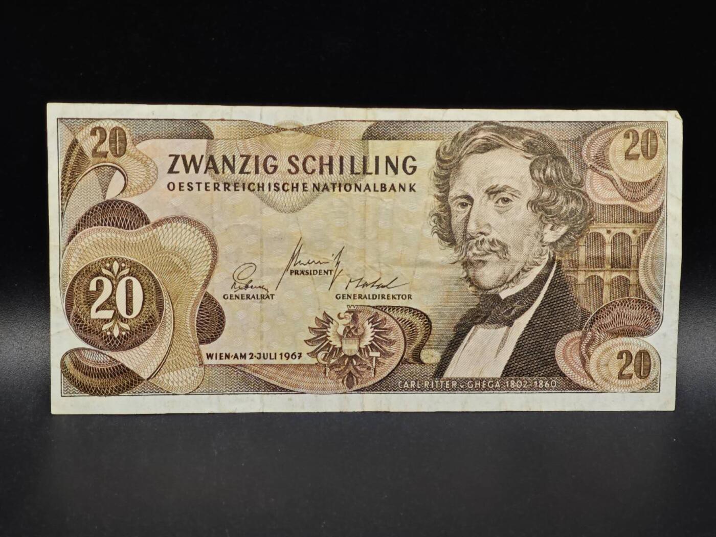 【淘币小摊】限时拍第八百拍  纸币场  满百包邮可预留两周  周一统一发货  奥地利1967年20先令