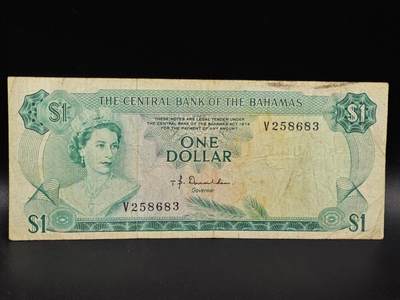 【淘币小摊】限时拍第八百拍  纸币场  满百包邮可预留两周  周一统一发货  - 巴哈马1972年1元