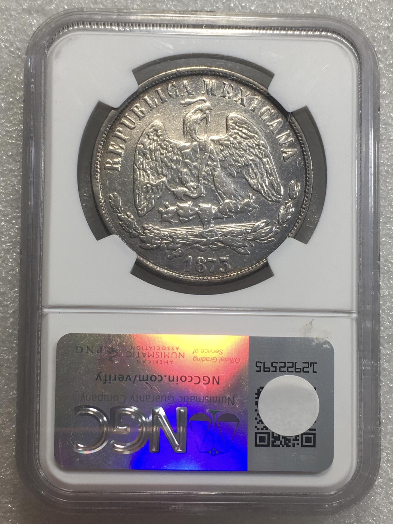 世界钱币专场拍卖 每周二开拍 NGCAUD墨西哥1873年天平鹰洋一比索银币