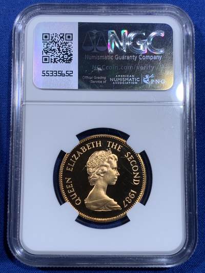 《竞宝斋》第438场 周日，周一，周二 3场连拍 （全场包邮） NGC PF69UC 1987香港兔年精制千元生肖金币 英国皇家造币厂原盒带证书 精美高浮雕 15.98克 917金 proof版发行较少 黄金继续强势保值抗险