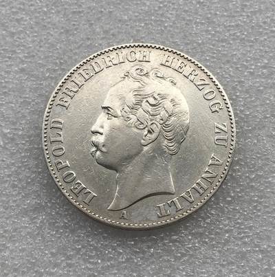 世界钱币专场拍卖 每周二开拍 - 1858年德国安哈特-贝恩堡双熊1泰勒银币