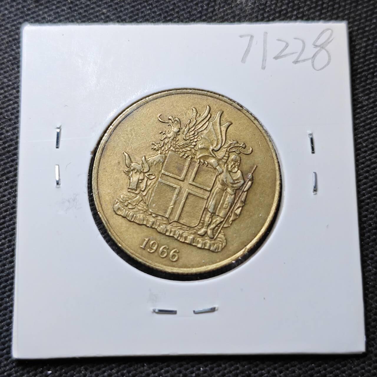 KK钱币收藏小铺  第371场  2月预留时间 周末发货  1966冰岛2克朗