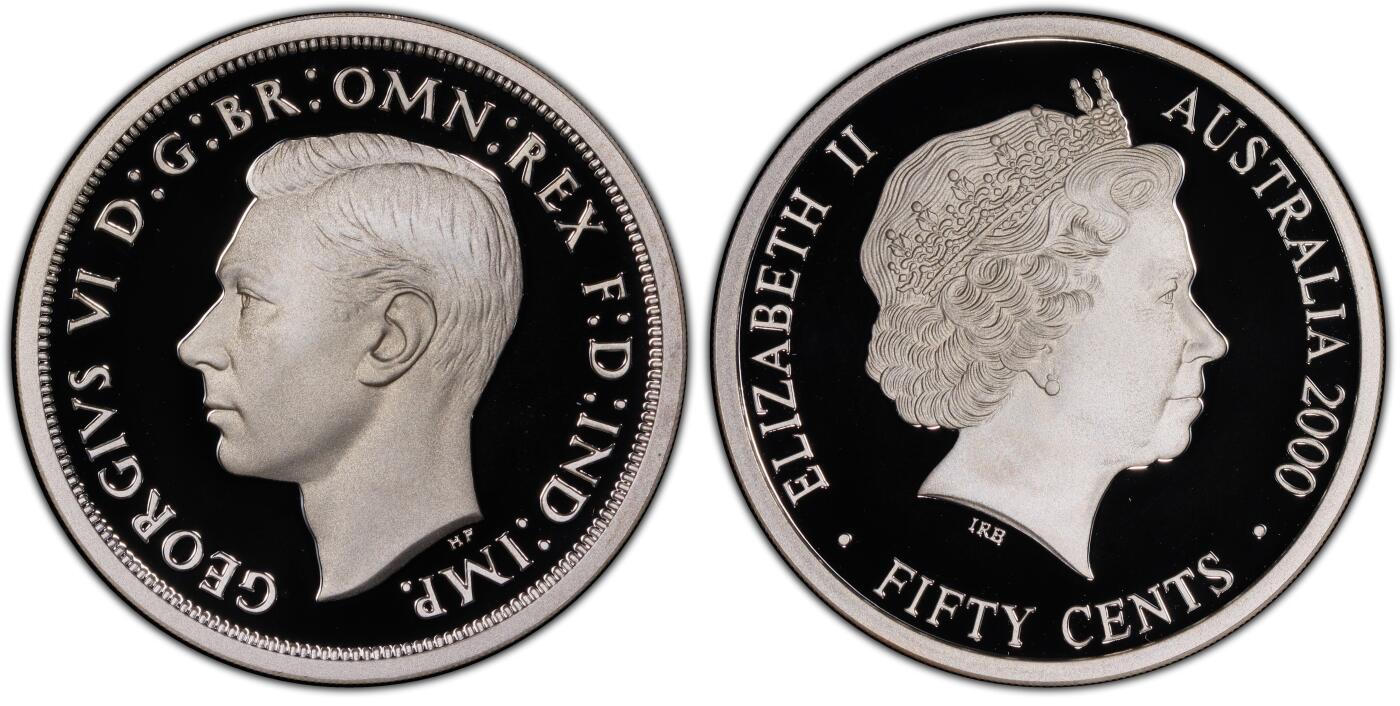 PThappally收藏第54次拍卖，英联邦地区硬币纸币 澳大利亚 2000 50分 36.31g 银币 PCGS PR69DCAM