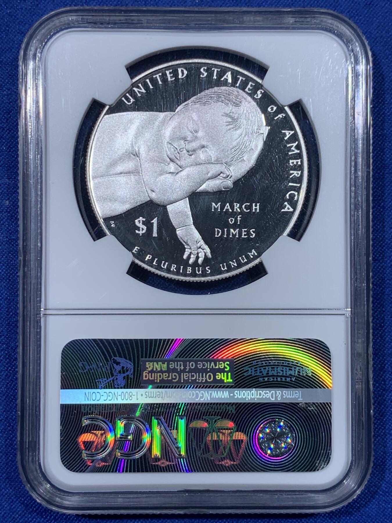 《竞宝斋》第438场 周日，周一，周二 3场连拍 （全场包邮） NGC PF69UC 美国2015年1美元精制银币 美国婴儿健康协会 早期蓝标