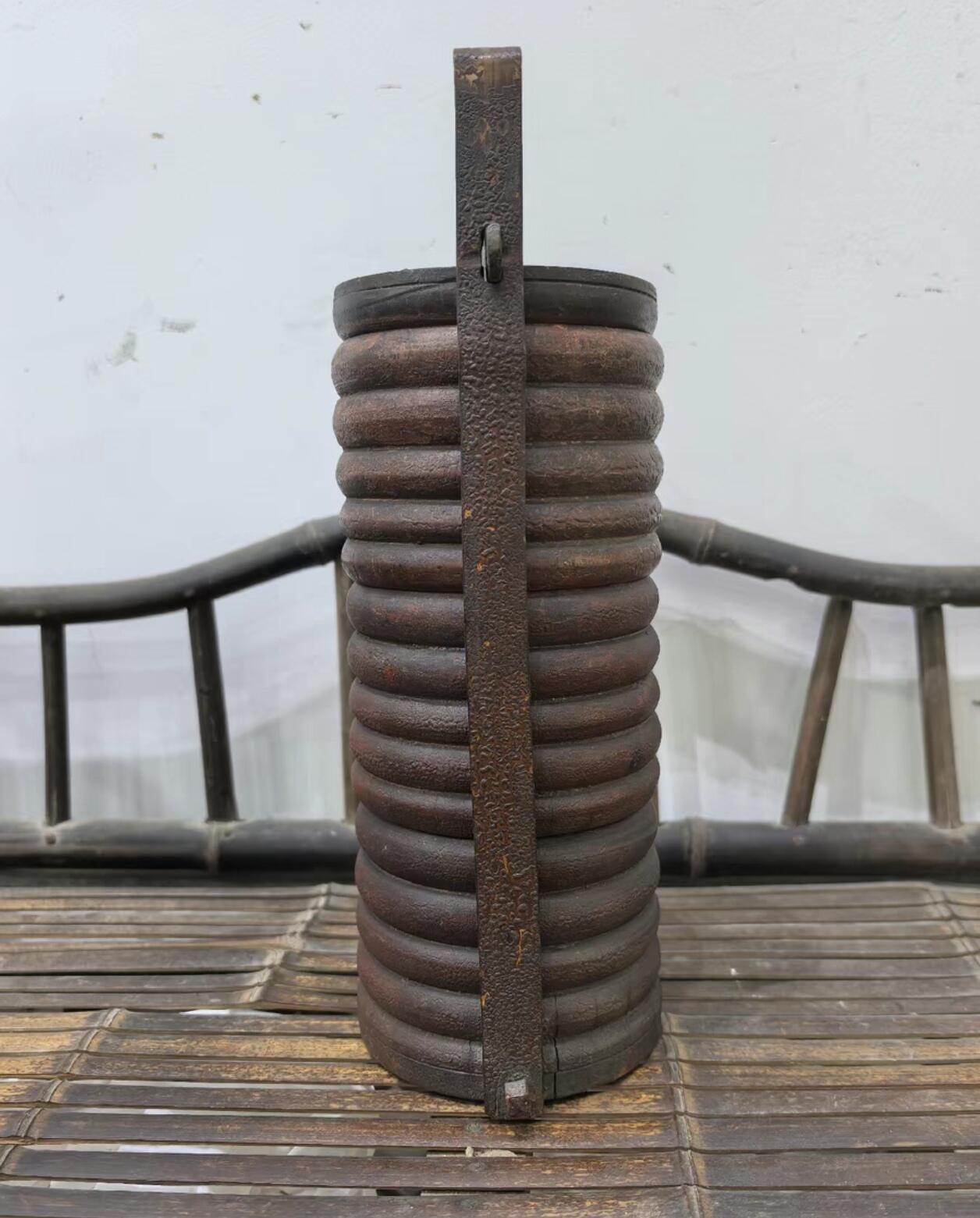 兰馨堂古玩杂项专场 木雕老竹雕提篮盒文盒 