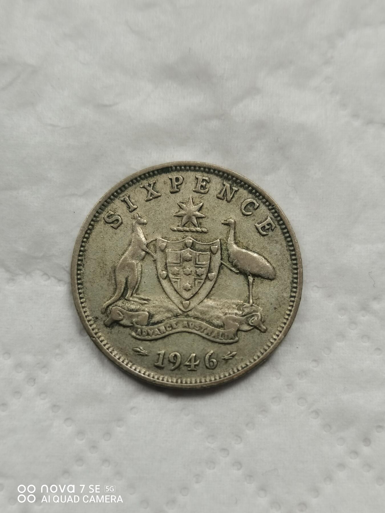 外国钱币 46年澳大利亚6便士