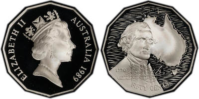 PThappally收藏第54次拍卖，英联邦地区硬币纸币 - 澳大利亚 1989 50分 18g  银币 PCGS PR69DCAM