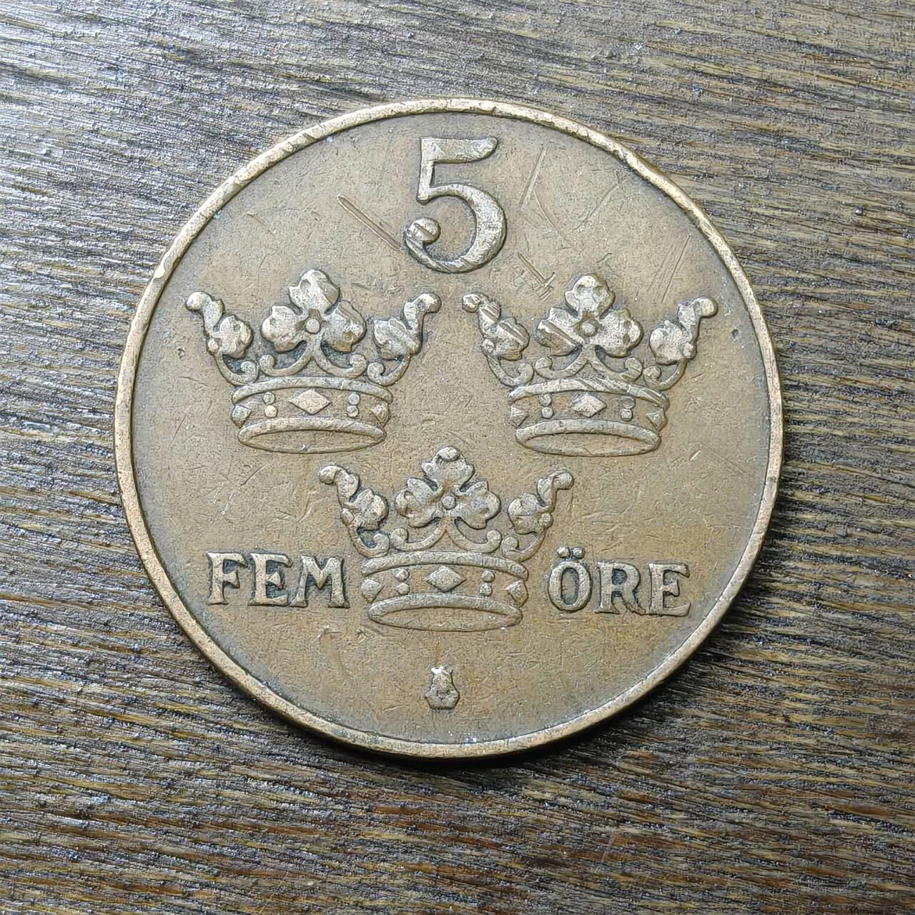 【铜匠收藏】★第132场★散币场，无佣金，30包邮。不满30元，支付5元运费。《接受代拍 代送NGC评级》 瑞典 1925年 三冠 5欧尔