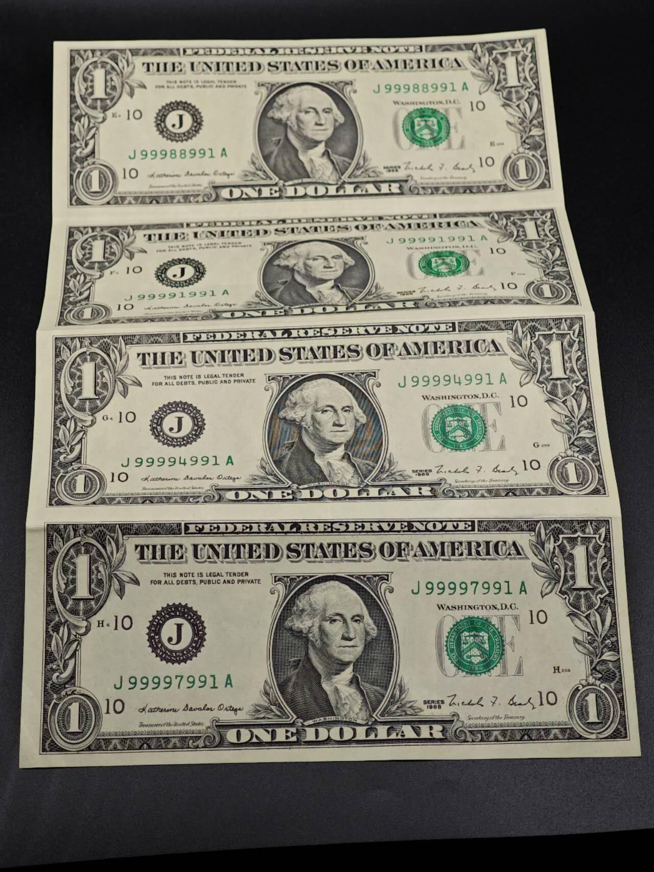 【淘币小摊】限时拍第八百拍  纸币场  满百包邮可预留两周  周一统一发货  美国1美元4连体