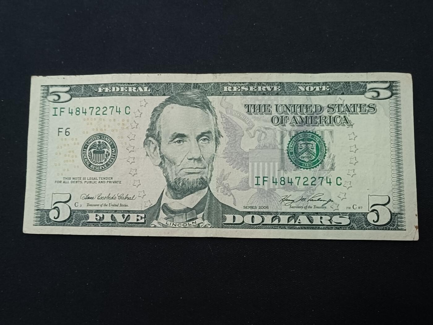 【游宝拍卖】乙巳蛇年87期 佣金1+6% 美国-5美元【SERIES-2006 流通品相】