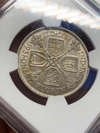 《竞宝斋》第438场 周日，周一，周二 3场连拍 （全场包邮） NGC MS61 英国 1931年 2先令弗洛林，乔五银币 包浆难得